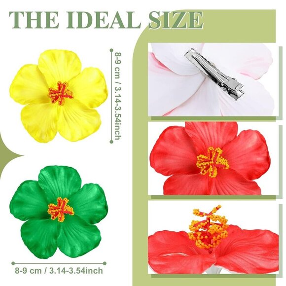 Hibiscus Hair Clips Hawaiian Flowers Assorted Colors Bridal Wedding Beach Decor main image 4